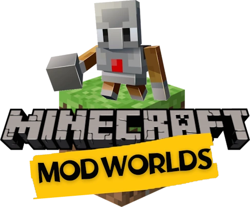 Minecraft Mod Worlds logo, learning to code online in Minecraft